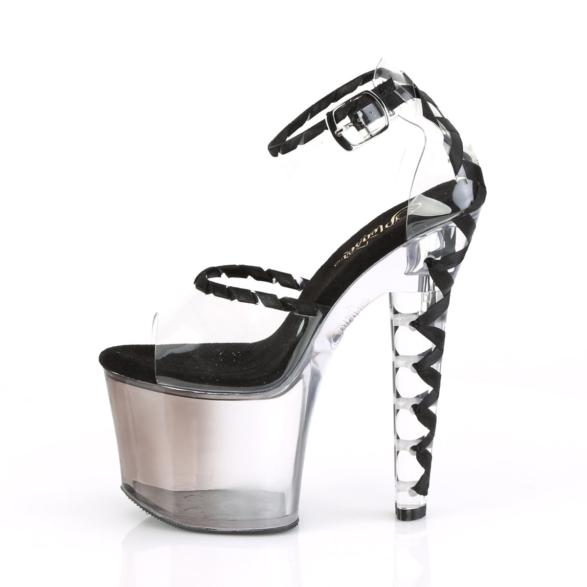 LOVESICK-712T 7" Heel Clear and Black Pole Dancing Platforms-Pleaser- Sexy Shoes Pole Dance Heels