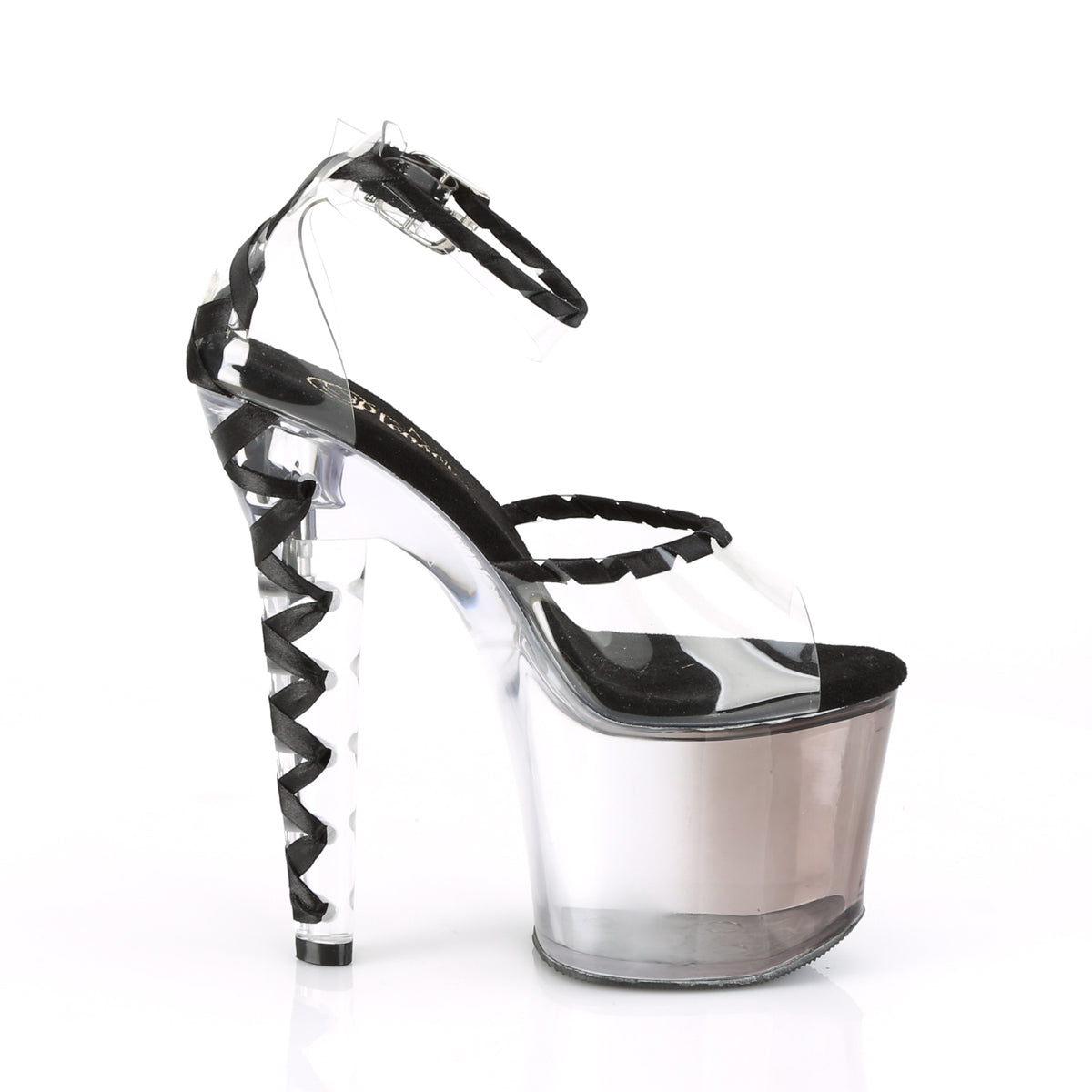 LOVESICK-712T 7" Heel Clear and Black Pole Dancing Platforms-Pleaser- Sexy Shoes Fetish Heels