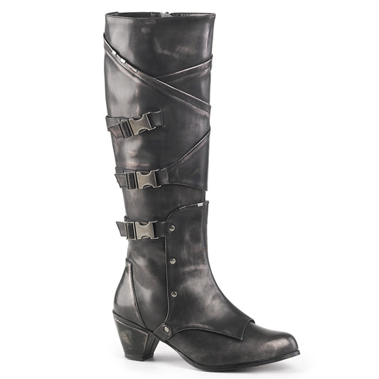 MAIDEN-8820 2.5 Inch Heel Pewter Women's Boots Funtasma Costume Shoes