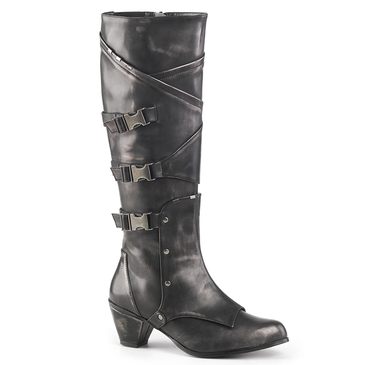 MAIDEN-8820 Pleasers Funtasma 2.5 Inch Heel Pewter Women's Boots