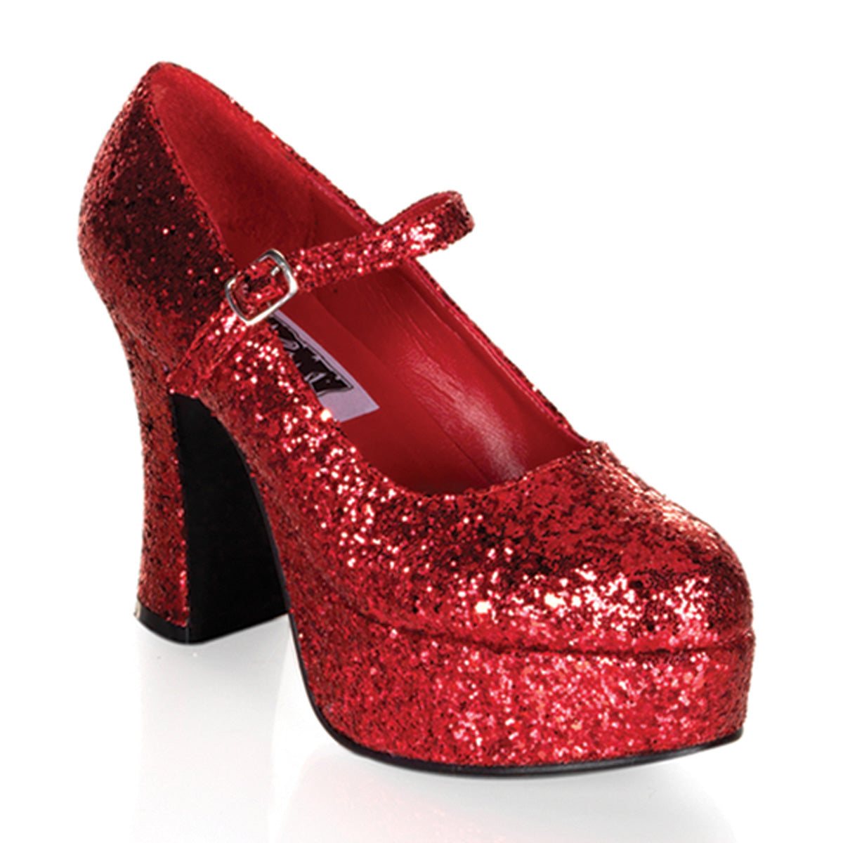 MARYJANE-50G Pleasers Funtasma 4" Heel Red Glitter Women's Sexy Shoes
