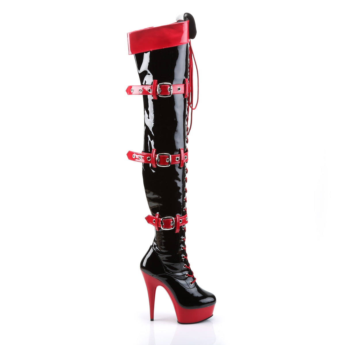MEDIC-3028 Funtasma 6 Inch Heel Black and Red Women's Boots Funtasma Costume Shoes Fancy Dress