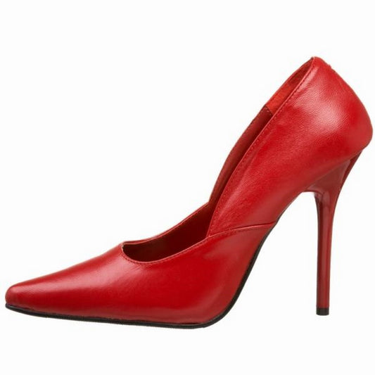MILAN-01 Pleaser Red Leather High Heel Alternative Footwear Discontinued Sale Stock