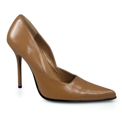 MILAN-01 Pleasers 4.5 Inch Heel Camel Leather Fetish Footwear