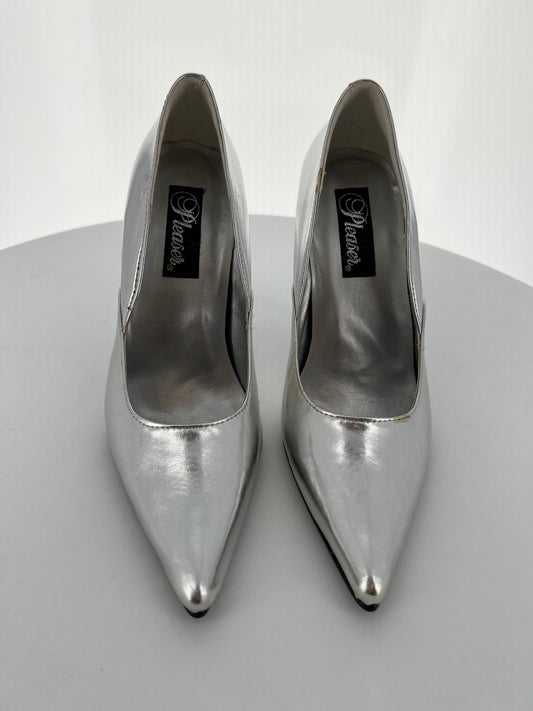 MILAN-01 Pleaser Silver Met PU High Heel Alternative Footwear Discontinued Sale Stock