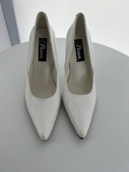 MILAN-01 Pleaser White Patent High Heel Alternative Footwear Discontinued Sale Stock