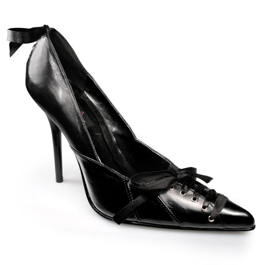 MILAN-07 Pleaser 4.5 Inch Heel Black Leather Fetish Footwear-Pleaser- Sexy Shoes