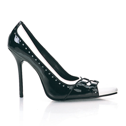 MILAN-09 Pleaser 4.5" Heel Black White Pat Fetish Footwear-Pleaser- Sexy Shoes