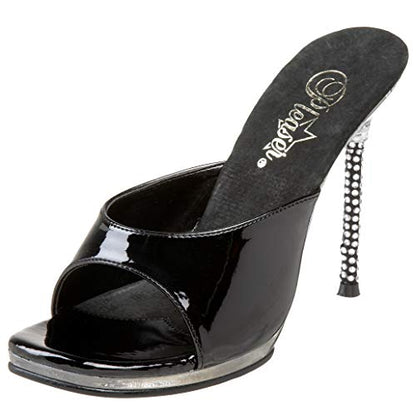 MONROE-01 Pleaser Blk Patent Clr High Heel Alternative Footwear Discontinued Sale Stock