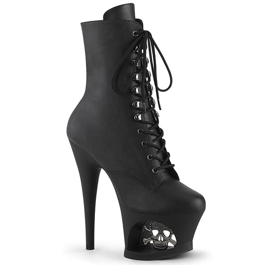 MOON-1020SK Pleaser Sexy Skull Design Platform Lace Up Ankle Boots