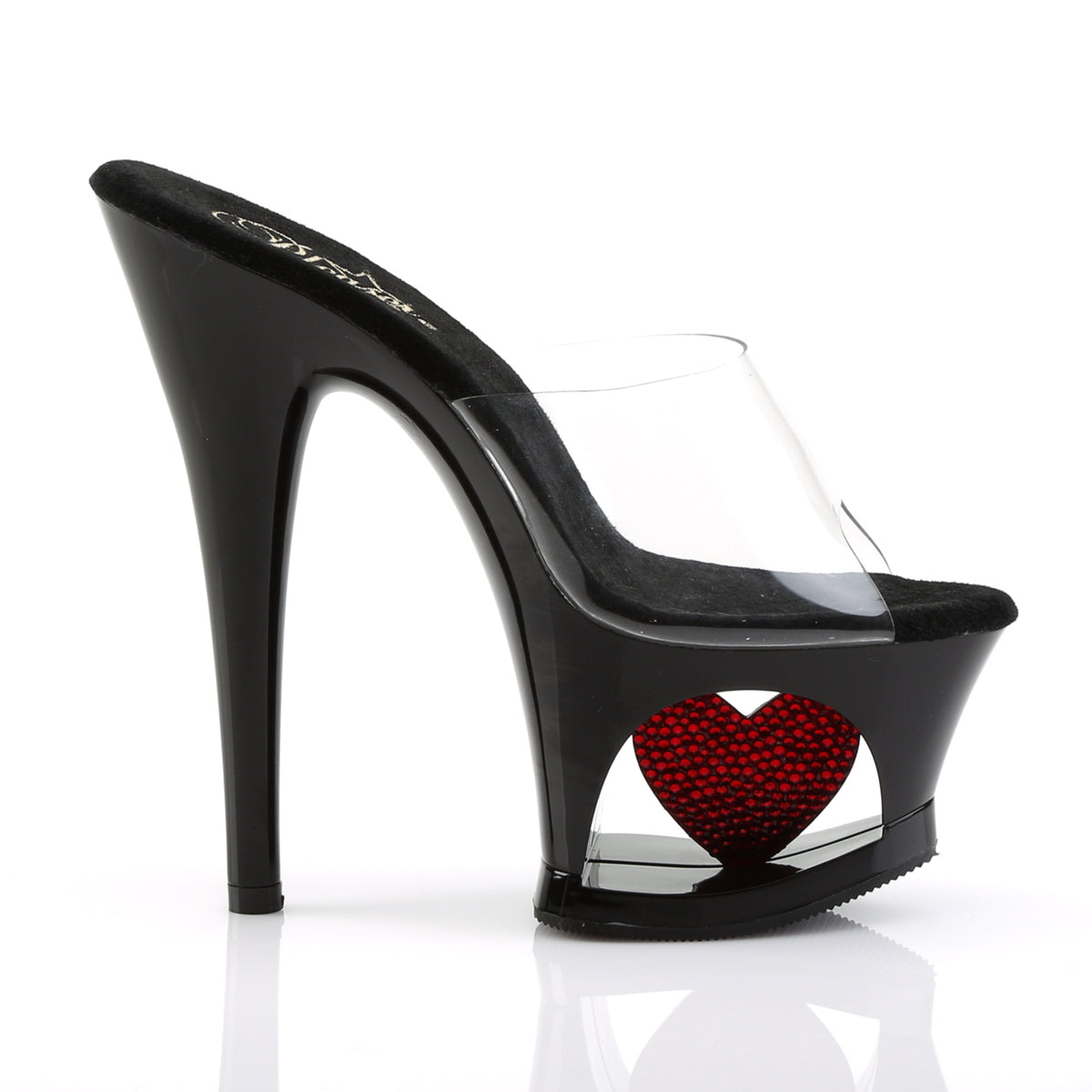MOON-701HRS 7" Heel ClearBlack with Red Pole Dancing Shoes-Pleaser- Sexy Shoes Fetish Heels