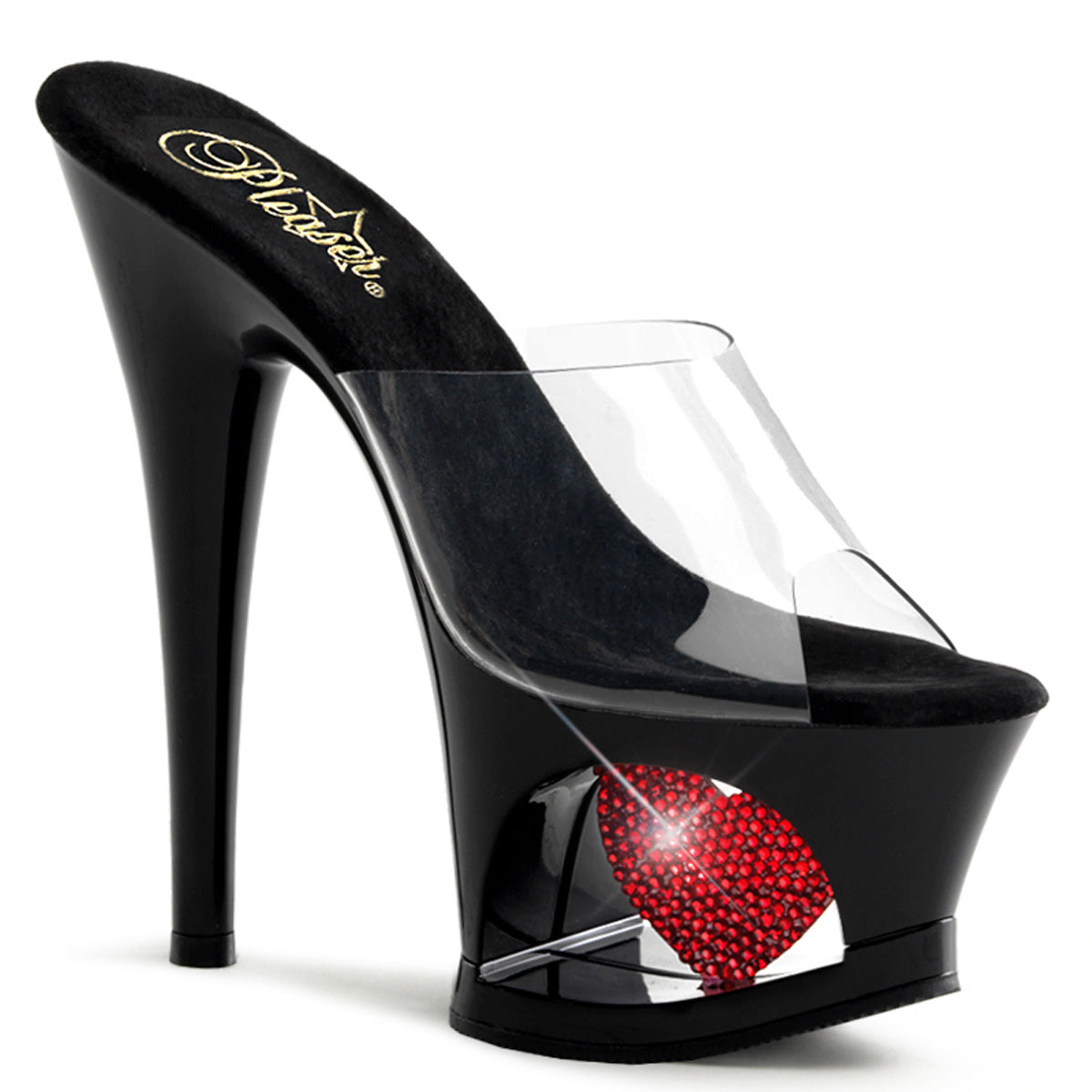 MOON-701HRS 7" Heel ClearBlack with Red Pole Dancing Shoes-Pleaser- Sexy Shoes