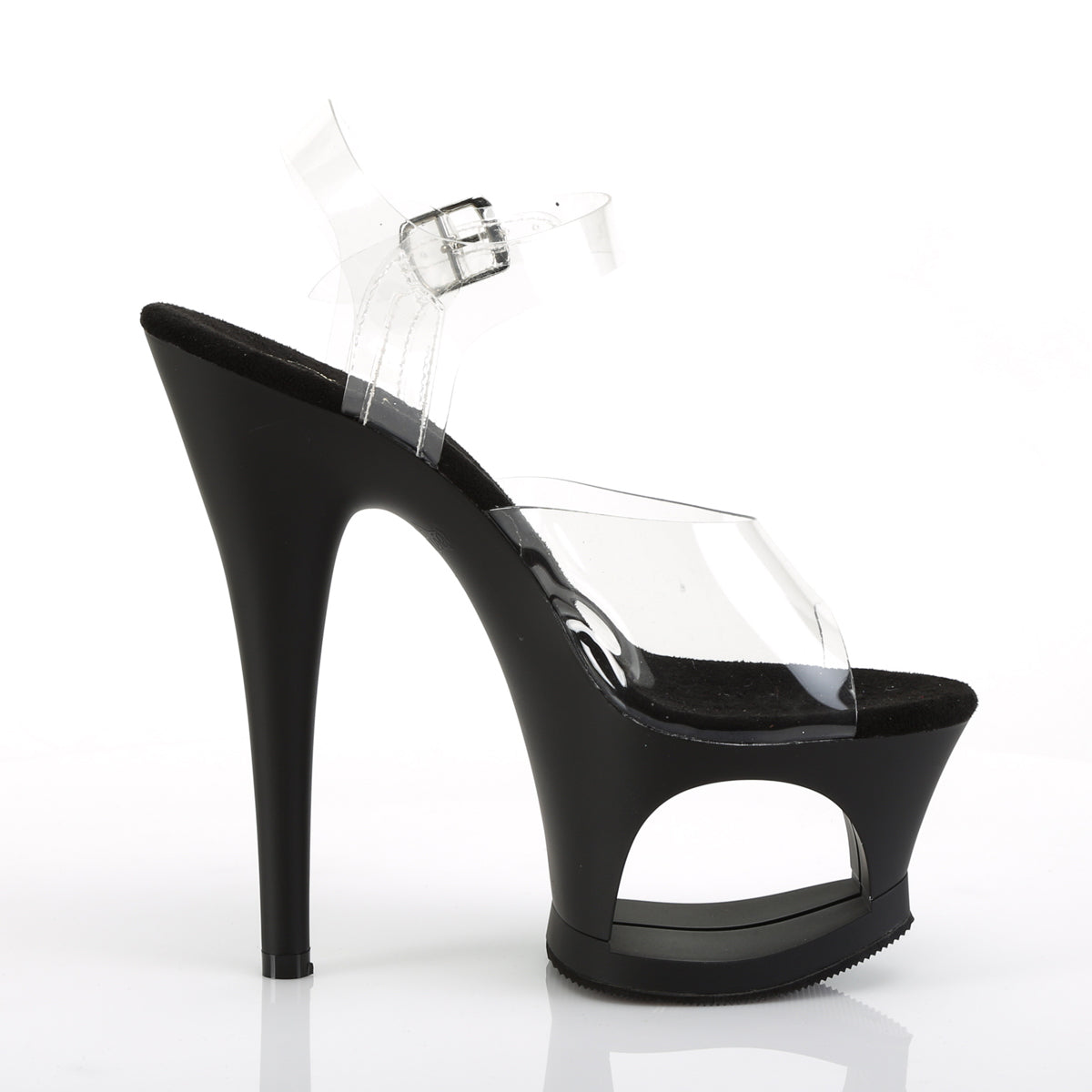 MOON-708 7" Heel Clear and Black Pole Dancing Platforms-Pleaser- Sexy Shoes Fetish Heels