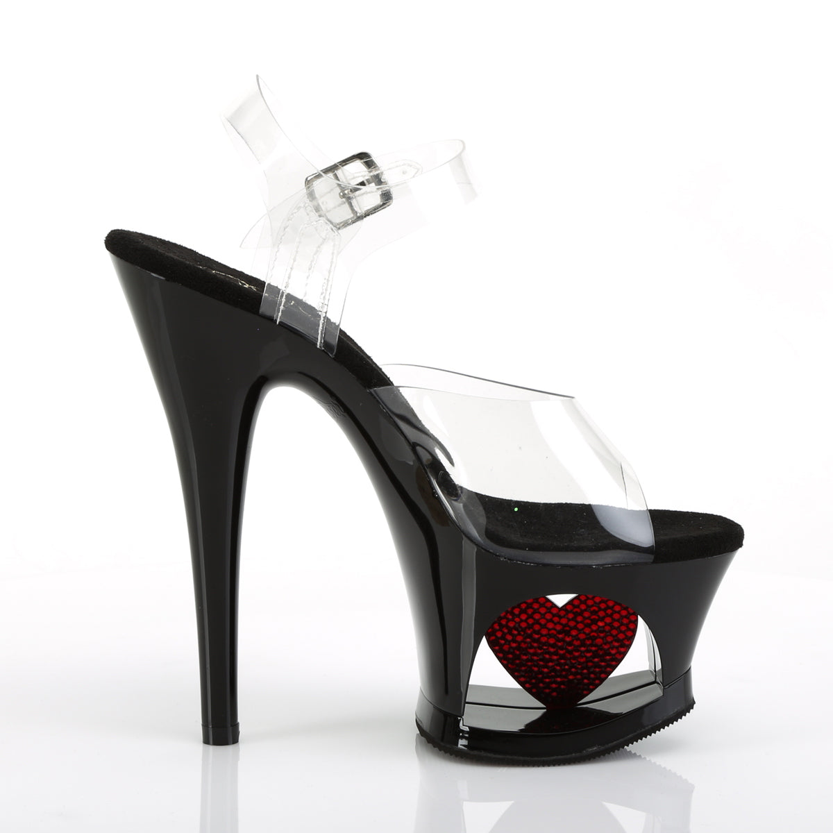 MOON-708HRS 7" Heel ClearBlack with Red Pole Dancing Shoes-Pleaser- Sexy Shoes Fetish Heels