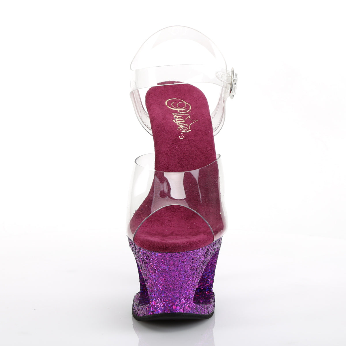 MOON-708LG Pleaser 7" Heel Clear Purple Multi Glitter Shoes-Pleaser- Sexy Shoes Alternative Footwear