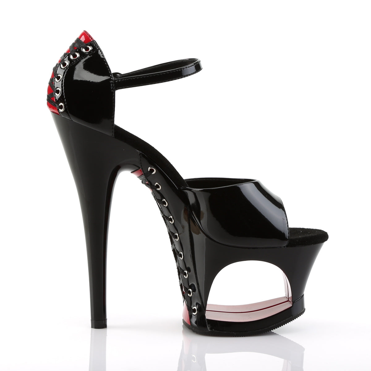 MOON-760FH 7" Heel Black and Red Pole Dancing Platforms-Pleaser- Sexy Shoes Fetish Heels