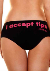 HSP-05 Hustler 'I accept tips' Booty Boy Shorts Hot Pants-Thongs-Hustler-Black-S/M-Miss Hollywood Sexy Shoes