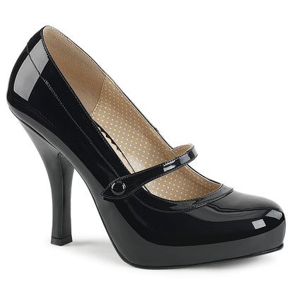 PINUP-01 Large Size Ladies Shoes 4.5" Heel Black Patent Platform Shoes