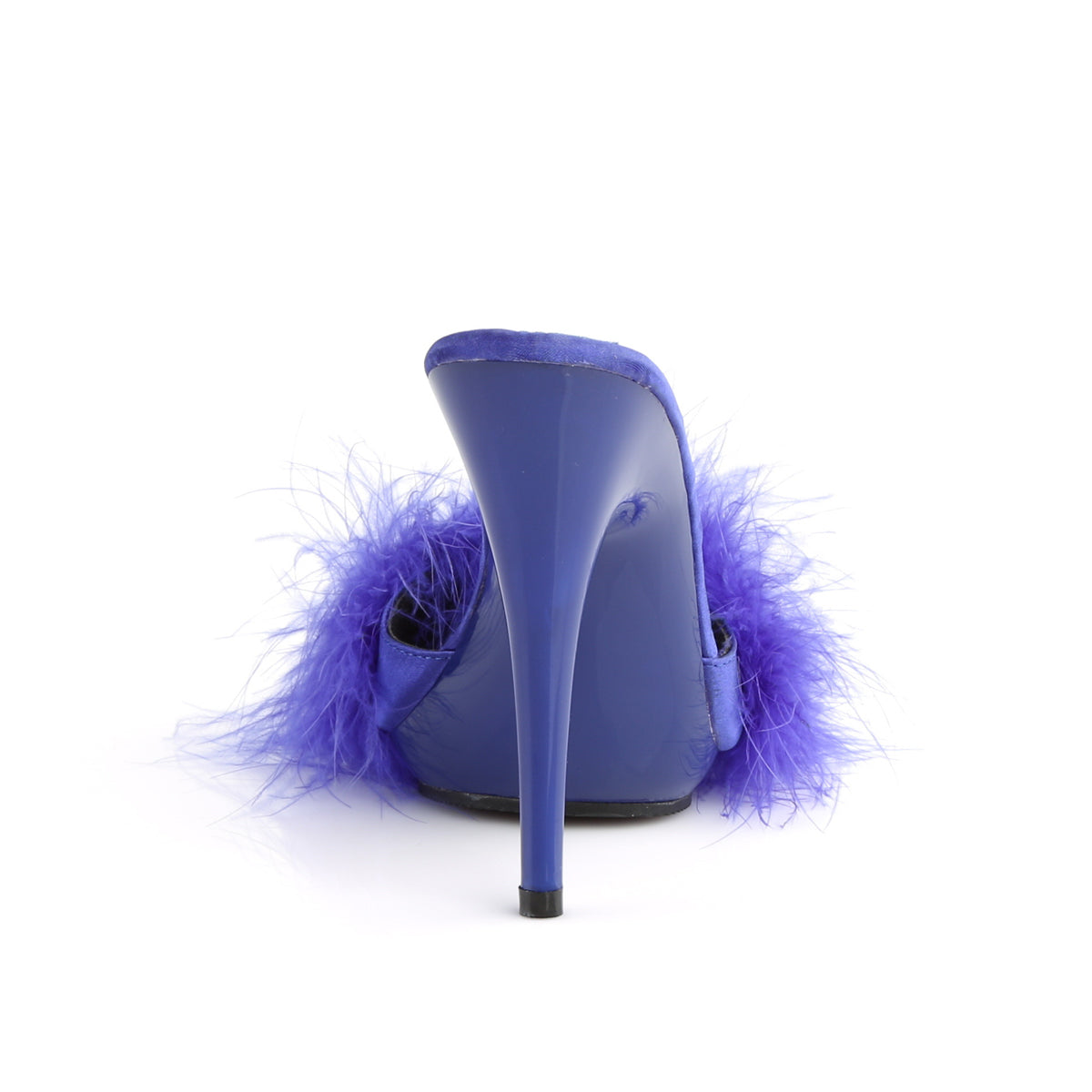 POISE-501F Fabulicious 5" Heel Blue Satin Marabou Sexy Shoes-Fabulicious- Sexy Shoes Fetish Footwear