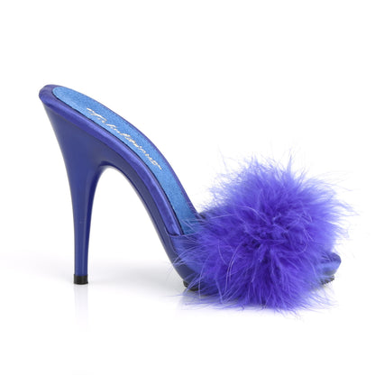 POISE-501F Fabulicious 5" Heel Blue Satin Marabou Sexy Shoes-Fabulicious- Sexy Shoes Fetish Heels