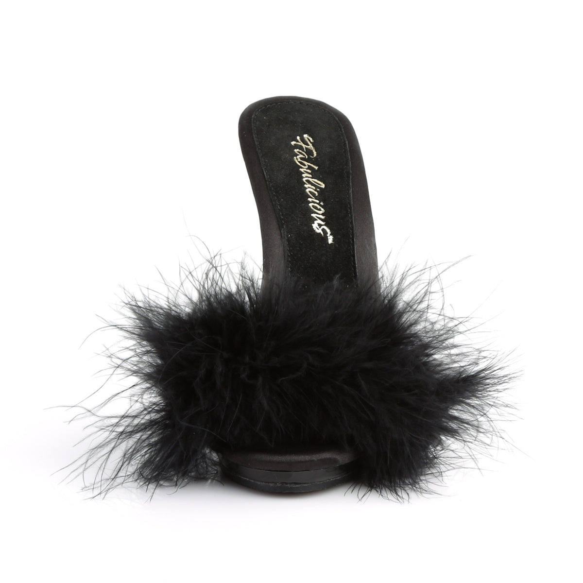 poise 501f fabulicious sexy shoes 5 inch heel slip on slide marabou shoes black
