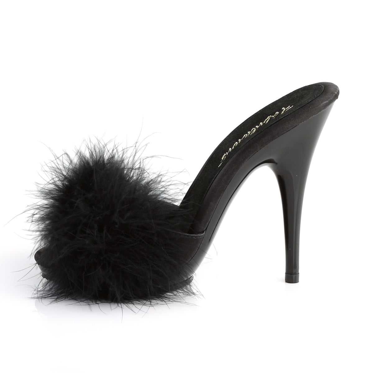 POISE-501F Fabulicious 5 Inch Heel Black Satin Sexy Shoes-Fabulicious- Sexy Shoes Pole Dance Heels