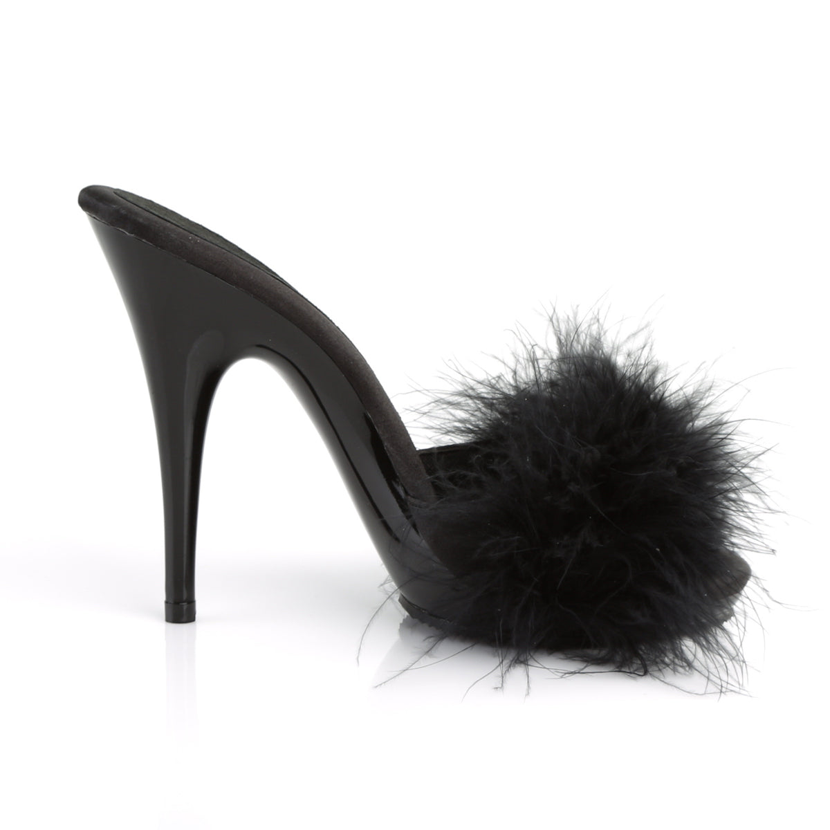 POISE-501F Fabulicious 5 Inch Heel Black Satin Sexy Shoes-Fabulicious- Sexy Shoes Fetish Heels
