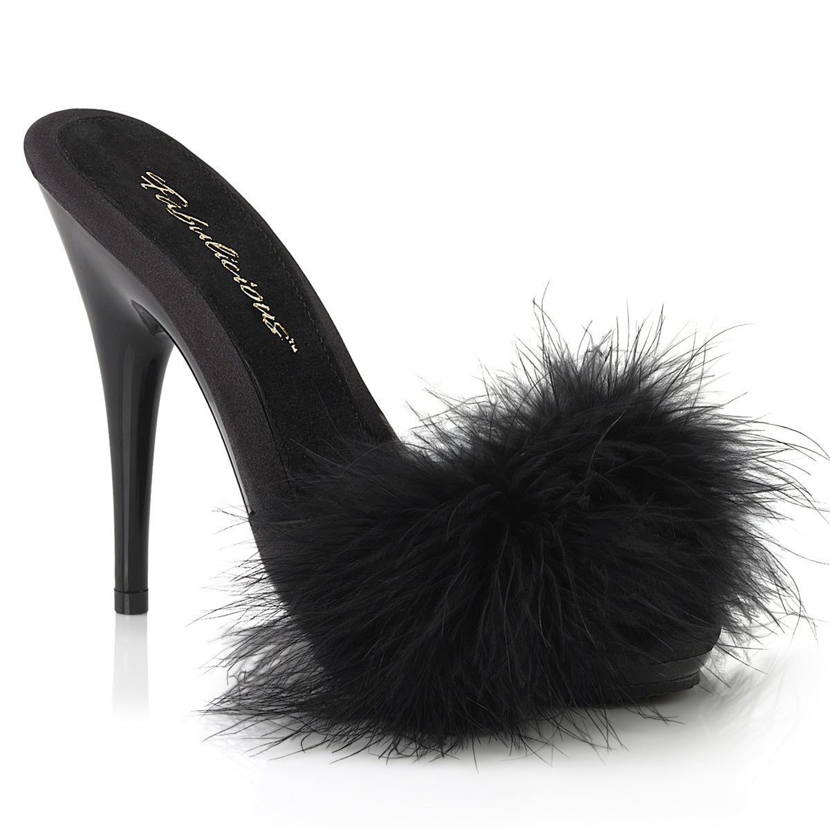 Poise-501F Fabulicious 5 inch Heel negru satin sexy pantofi