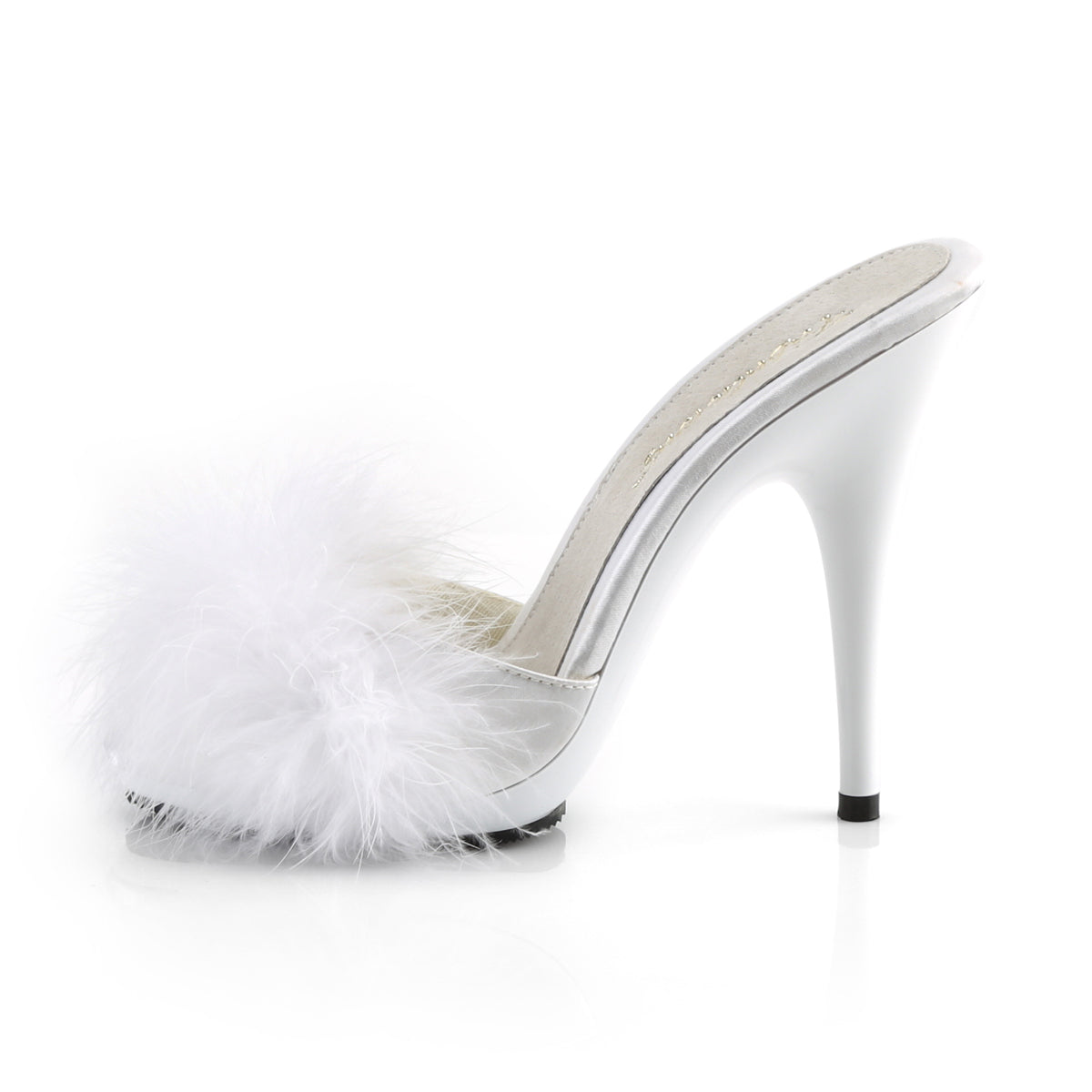 POISE-501F Fabulicious 5 Inch Heel White Satin Fur Sexy Shoe-Fabulicious- Sexy Shoes Pole Dance Heels