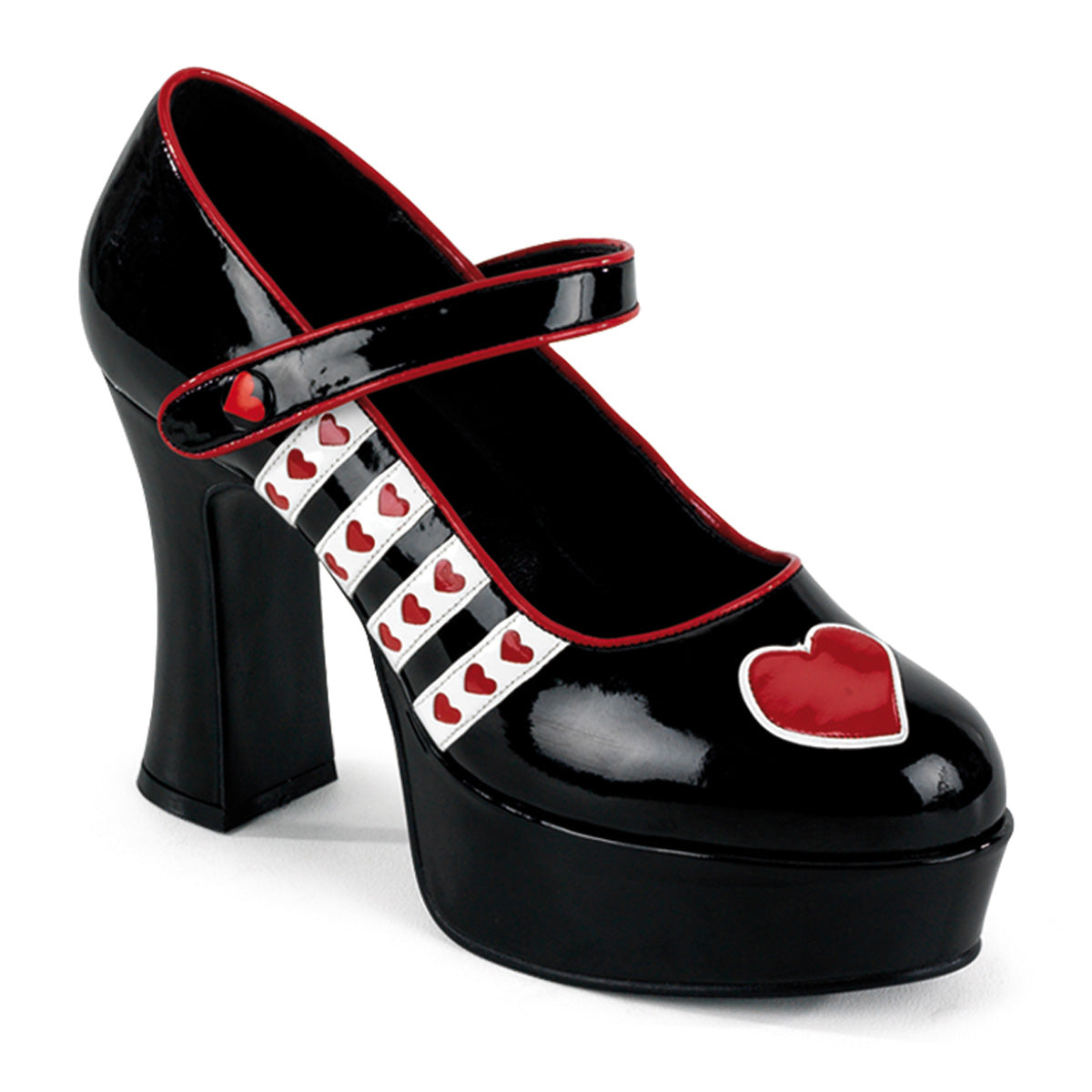 QUEEN-55 Funtasma 4" Heel Black-White-Red Women's Costume Shoes Funtasma Costume Shoes