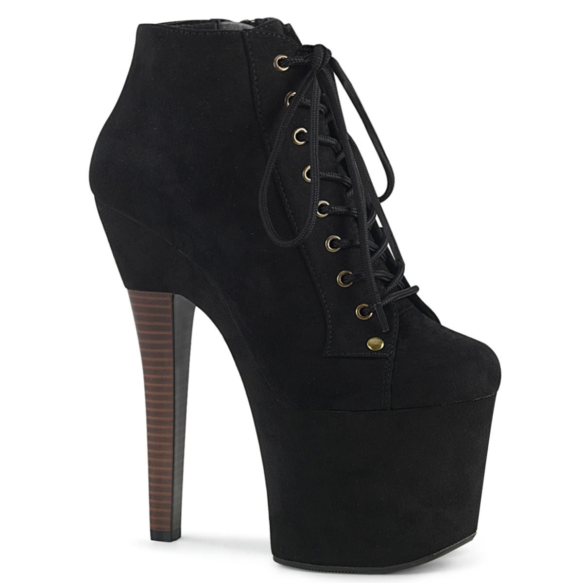 RADIANT-1005 Pleasers 7 Inch Heel Black Pole Dance Platforms Ankle Boots