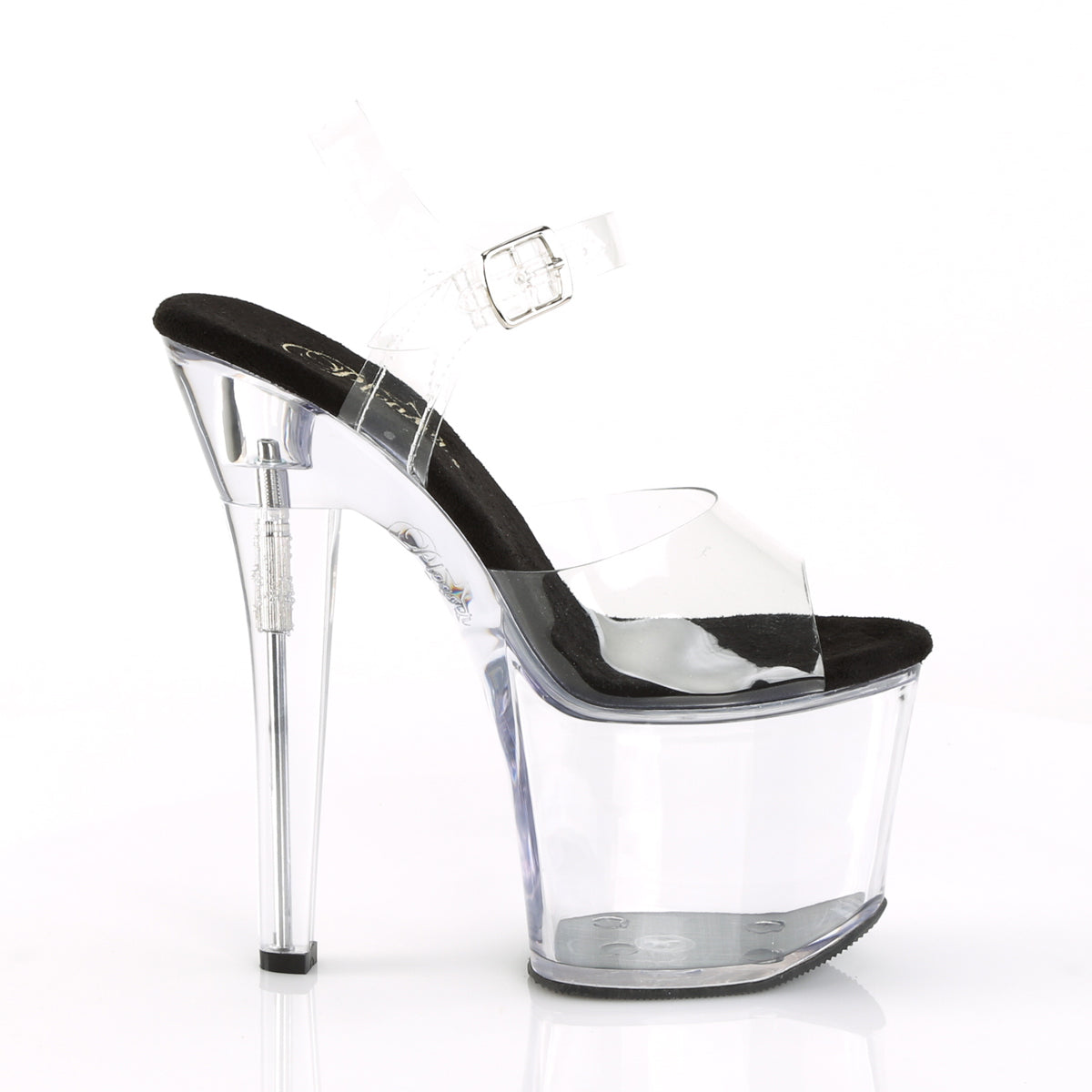 RADIANT-708 7" Heel Clear and Black Pole Dancing Platforms-Pleaser- Sexy Shoes Fetish Heels