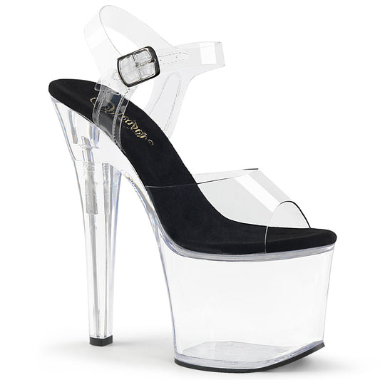 RADIANT-708 7" Heel Clear and Black Pole Dancing Platforms-Pleaser- Sexy Shoes