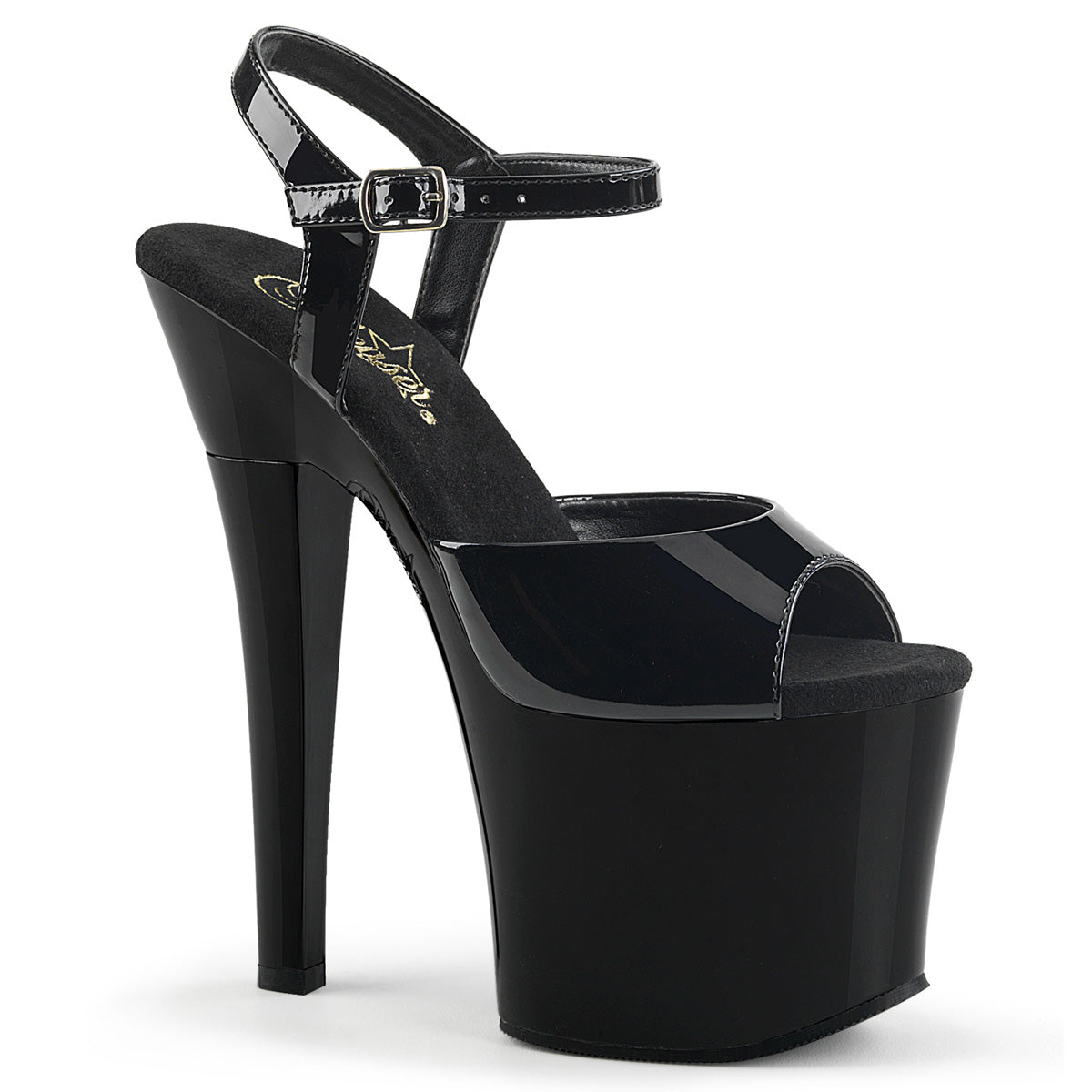 RADIANT-709 7" Heel Black Patent Pole Dancing Platforms-Pleaser- Sexy Shoes
