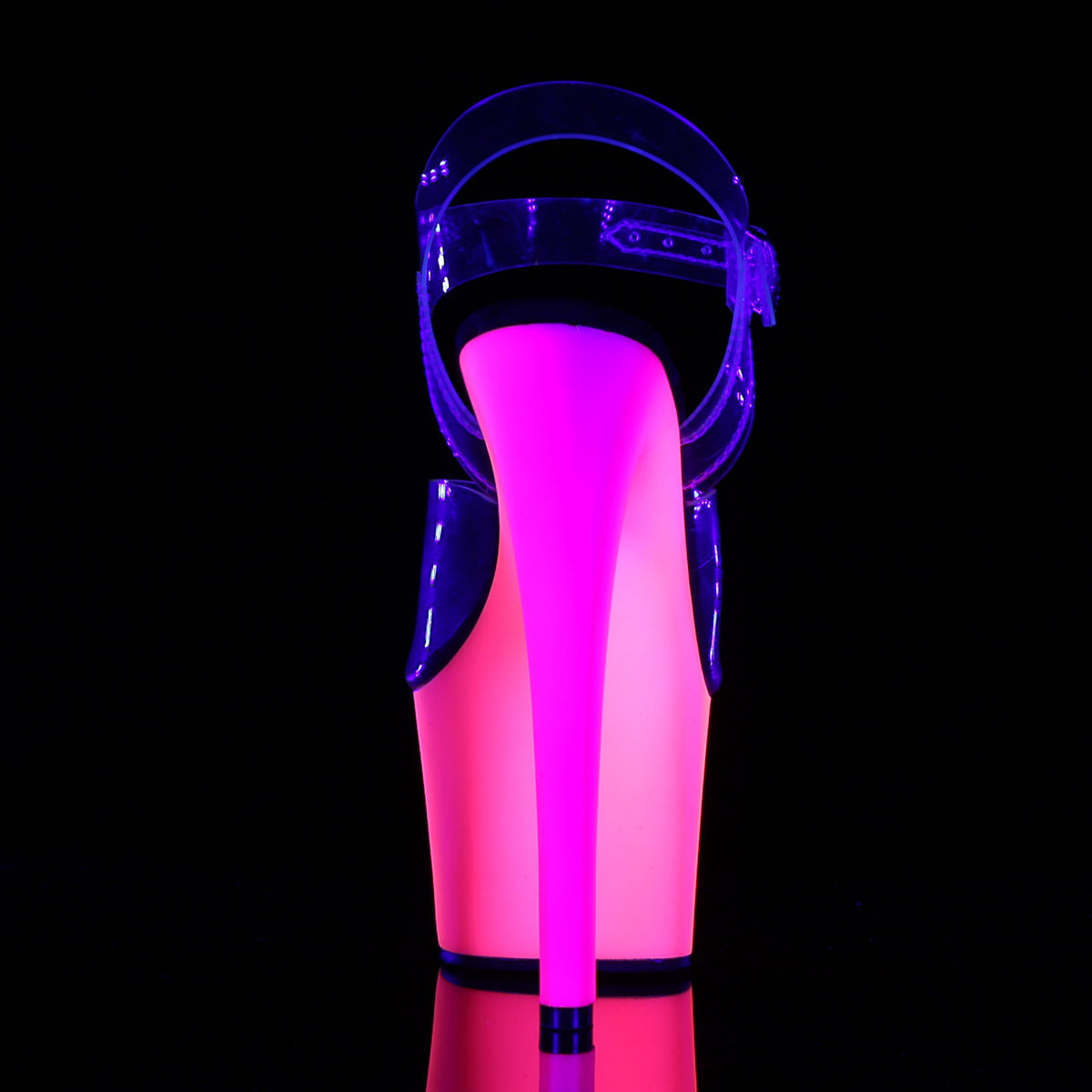 RAINBOW-308UV 7" Heel Clear Neon Multi Pole Dancer Platforms-Pleaser- Sexy Shoes Fetish Footwear