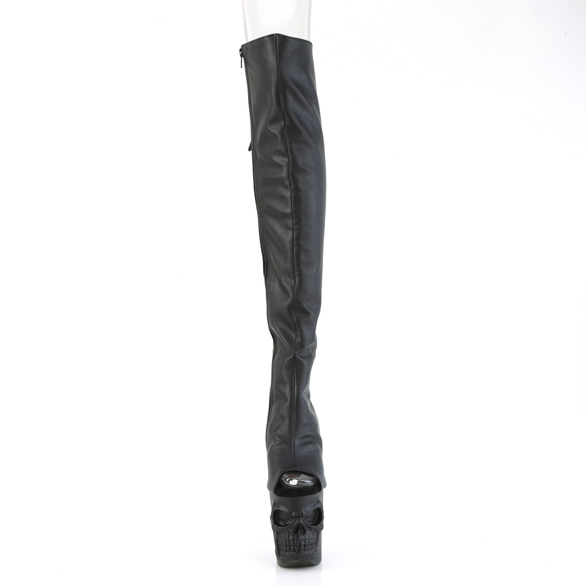 RAPTURE-3019 Pleaser Knee High Boots Black Faux Leather/Black Matte Platforms (Exotic Dancing)