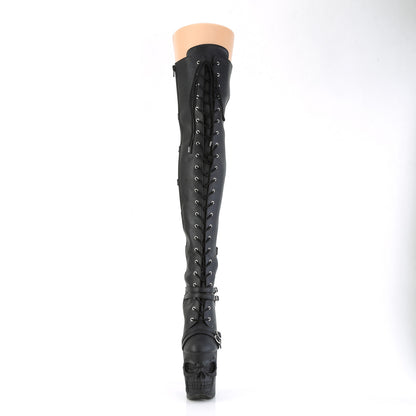 RAPTURE-3045 Pleaser Knee High Boots Black Faux Leather Platforms (Exotic Dancing)