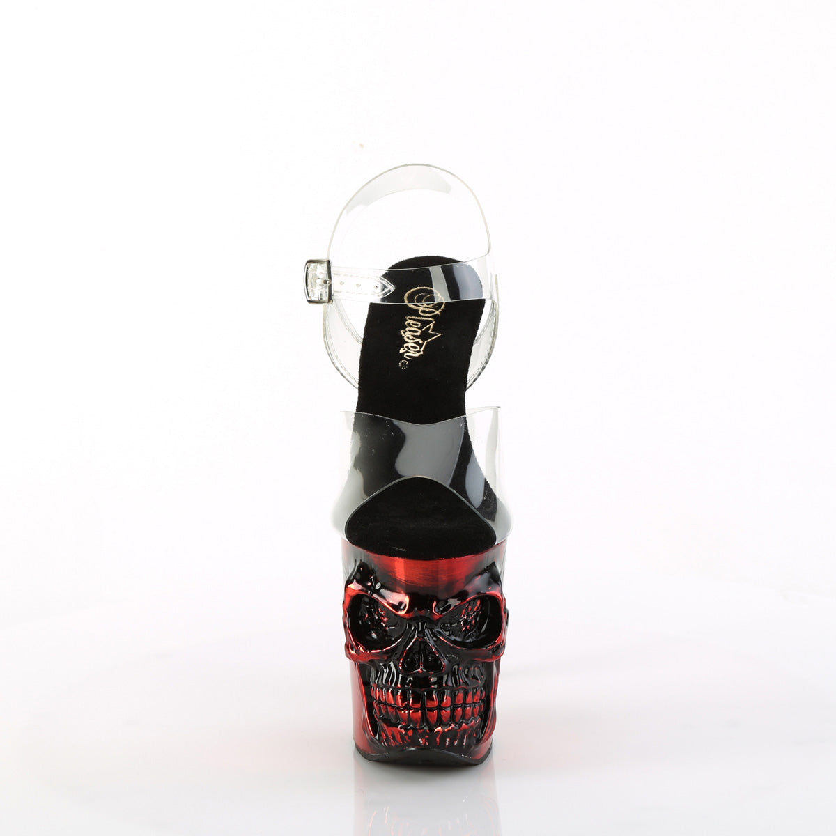 rapture 808 lt pleaser clear satin red chrome shoes