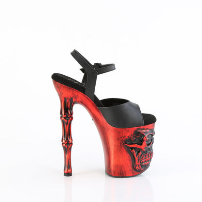 RAPTURE-809-LT Pleaser 8" Heel Black Faux Leather/Satin Red Chrome Platforms (Exotic Dancing)
