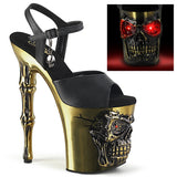 RAPTURE-809-LT Pleaser 8" Heel Black Faux Leather Chrome Platforms (Exotic Dancing)