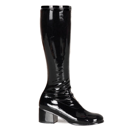 RETRO-300 Pleasers Funtasma 2" Heel Black Stretch Patent Women Boots
