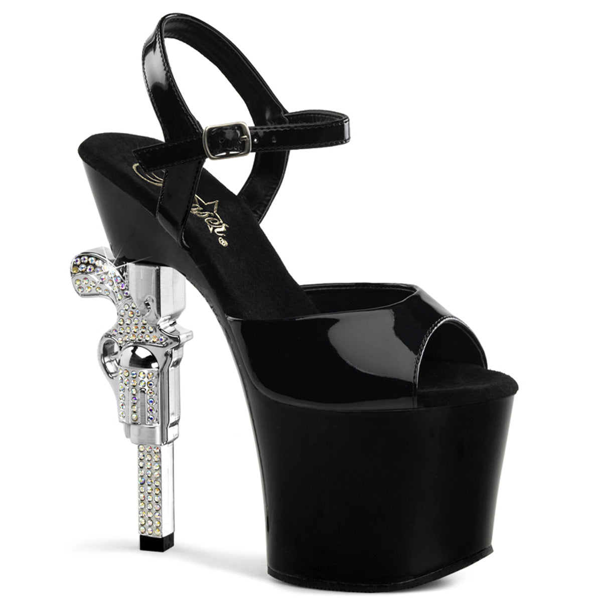 REVOLVER-709 Pleaser 7" Heel Black Pole Dancing Platforms-Pleaser- Sexy Shoes