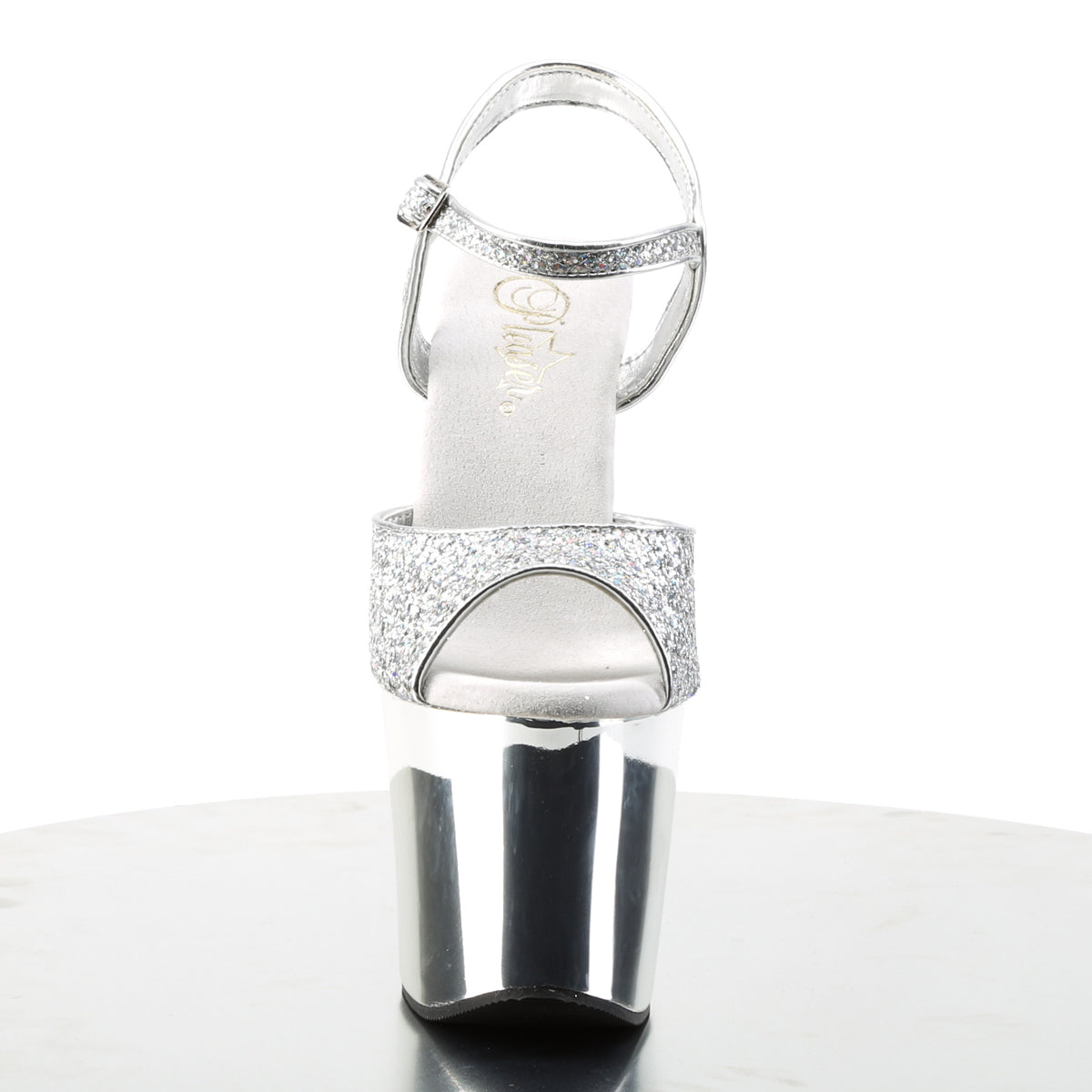 revolver 709g pleaser sexy shoes 7 inch r s embellished gun heel 3 1 4 inch platforms ankle strap sandals silver shoes