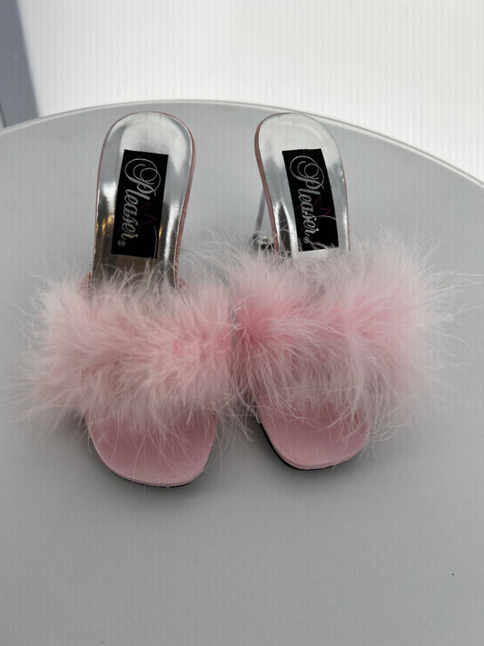 ROMANCE-301 Pleaser B.Pink Fur High Heel Alternative Footwear Discontinued Sale Stock