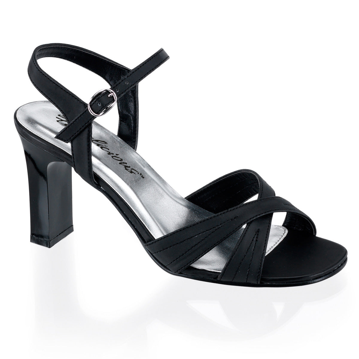 ROMANCE-313 Fabulicious 3 Inch Heel Black Satin Pu Sexy Shoe-Fabulicious- Sexy Shoes