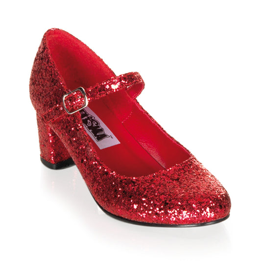 SCHOOLGIRL-50G 2 Inch Heel Red Glitter Costume Shoes Funtasma Costume Shoes