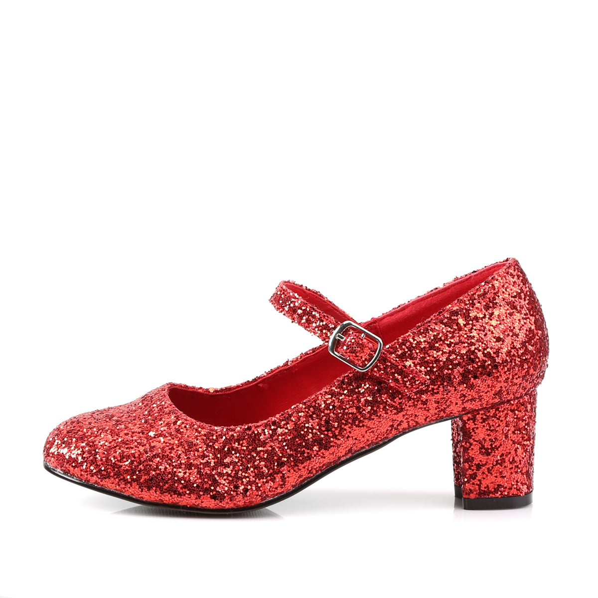 SCHOOLGIRL-50G 2 Inch Heel Red Glitter Costume Shoes Funtasma Costume Shoes 