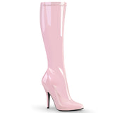 SEDUCE-2000 Pleaser Knee High Boots B. Pink Str Pat Single Soles