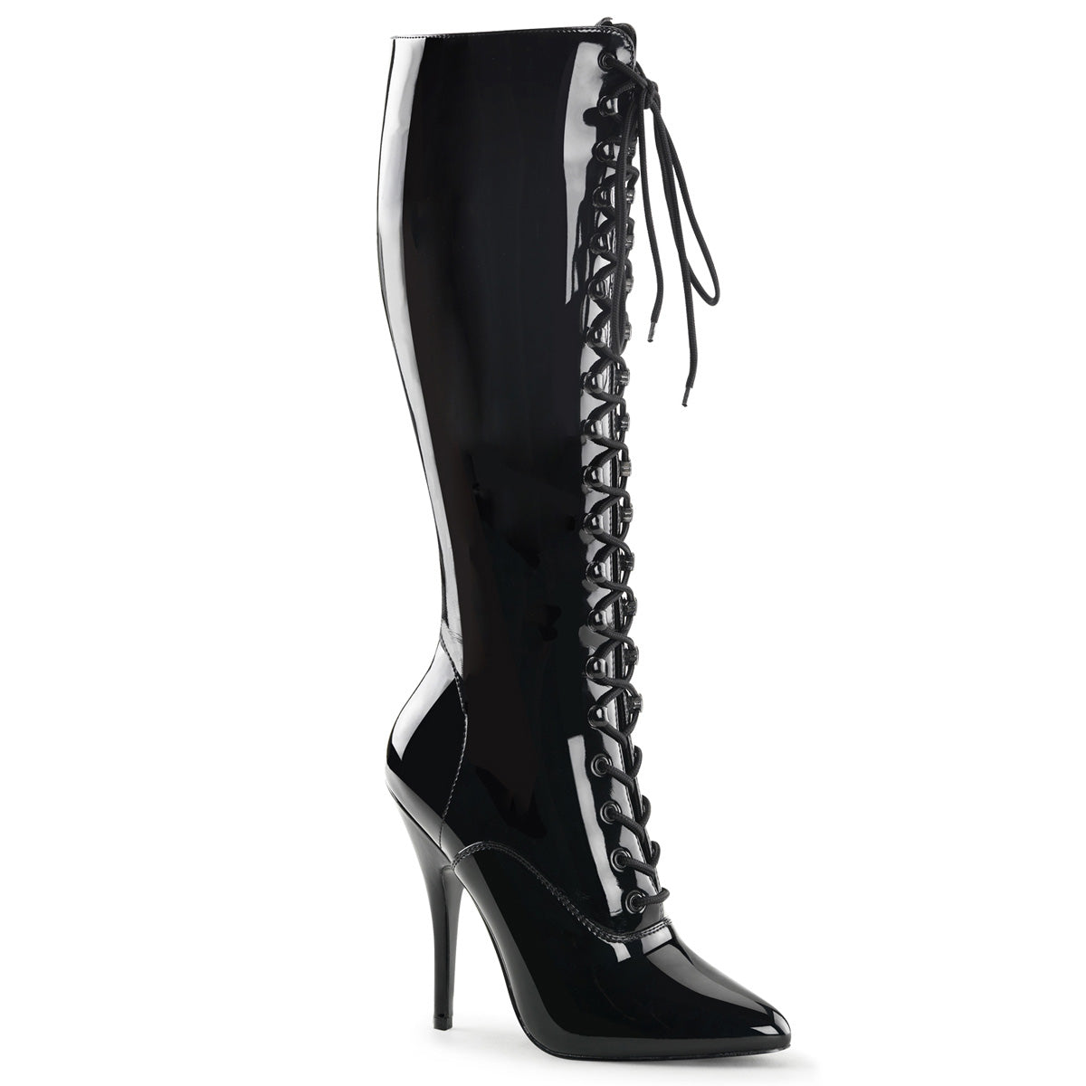 Black Lace-Up Fetish Shoe with 5-inch Heel SEDUCE-460