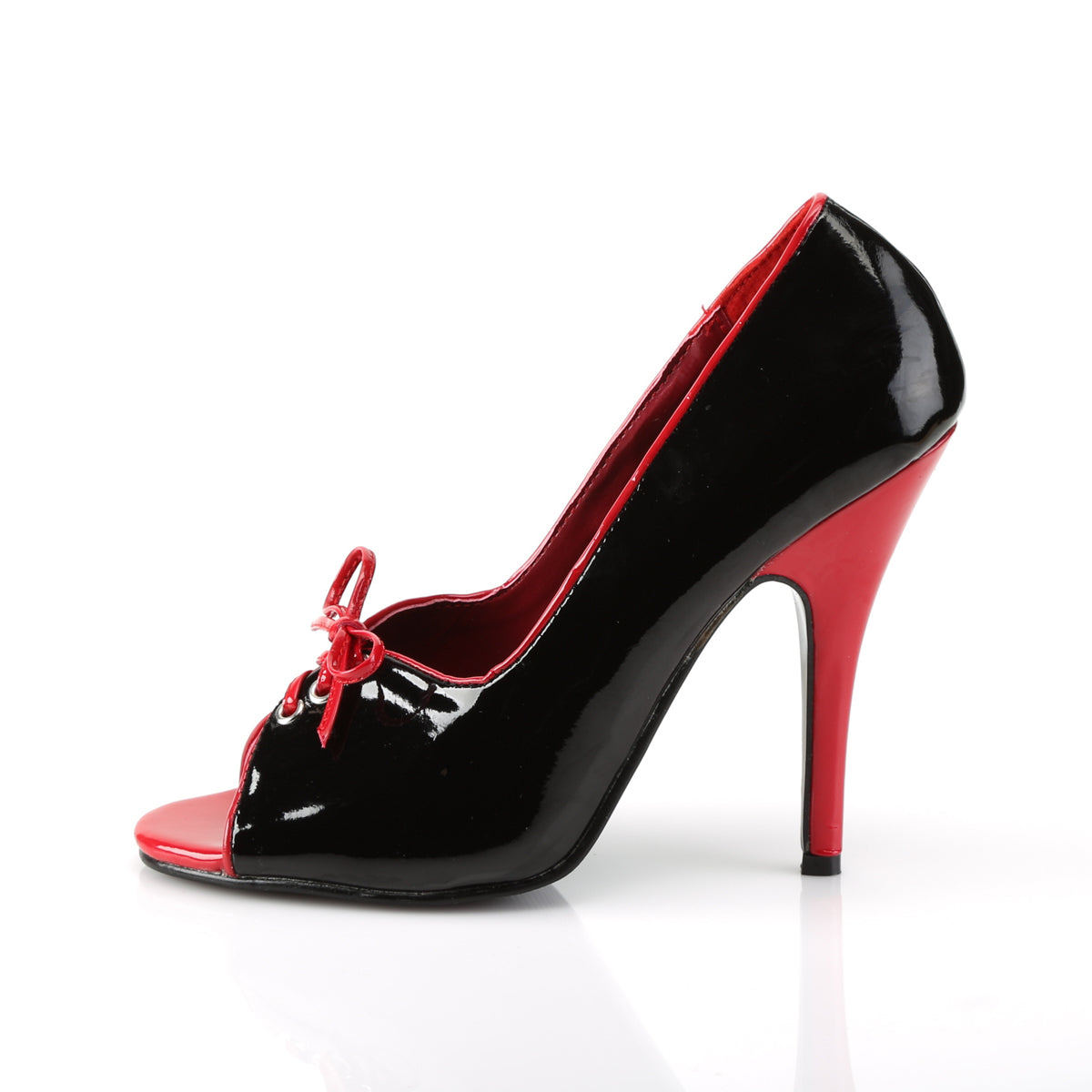 SEDUCE-216 Pleaser 5 Inch Heel Black and Red Fetish Footwear-Pleaser- Sexy Shoes Pole Dance Heels